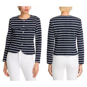 $448 NWT Veronica Beard Kensington Navy White Striped Knit Jacket Blazer Size XL